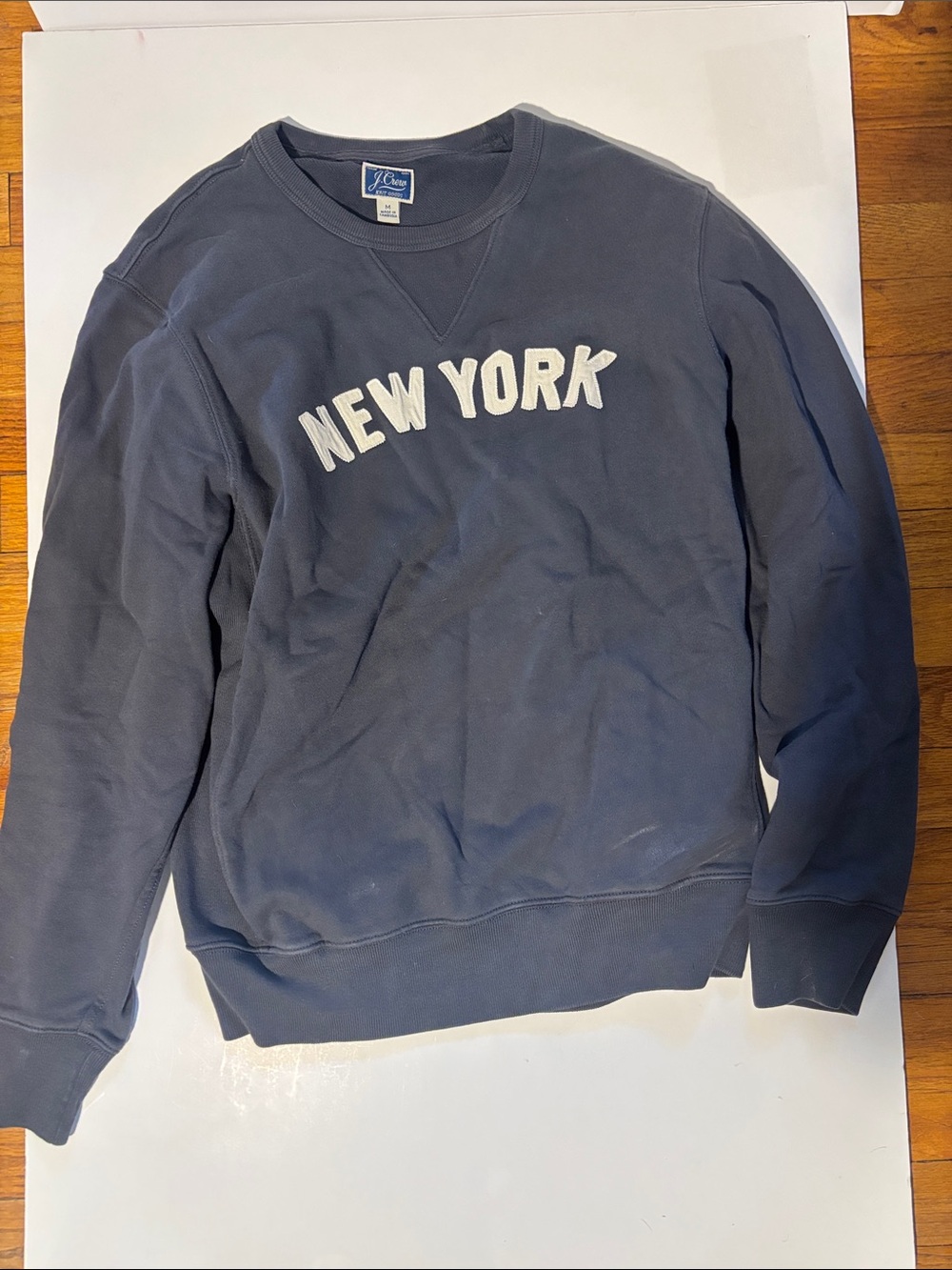 J. Crew Men’s Crewneck Sweatshirt - Navy with White 'NEW YORK'